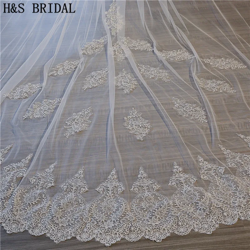 Вуаль свадебная Однослойная Длинная с кружевом 3 5 м | Свадьбы и торжества