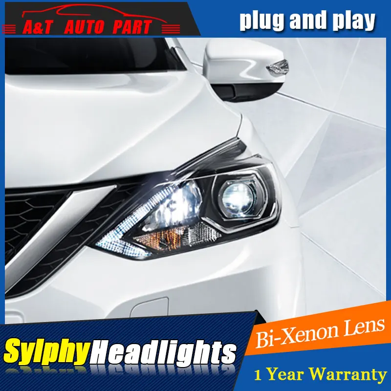Стайлинг автомобиля светодиодный ная фара для Nissan Sylphy ные фары 2016-2018 Sentra drl H7 hid