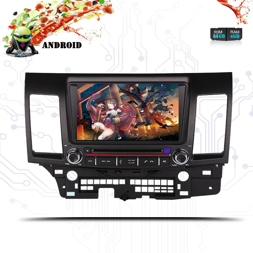 8 &quotAndroid 9 0 4 + 64G 8Core 1024*600 автомобильный DVD GPS плеер для Mitsubishi Lancer 10 EVO стерео Авто