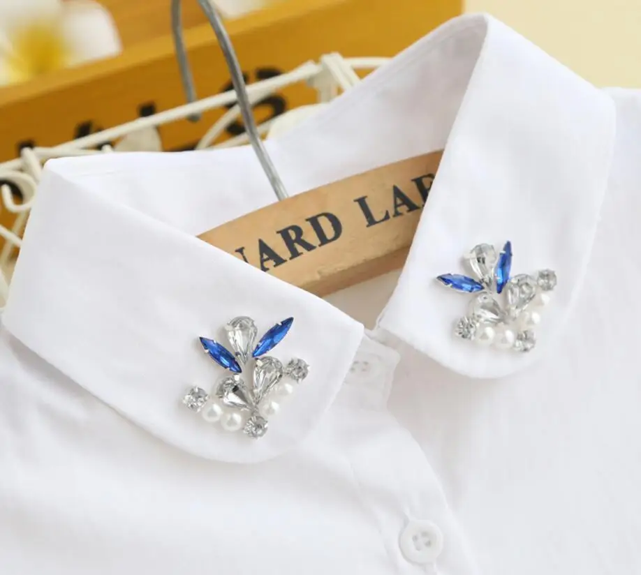 Женская блузка модное ожерелье с жемчужным кулоном белые вышитые Новые бусины