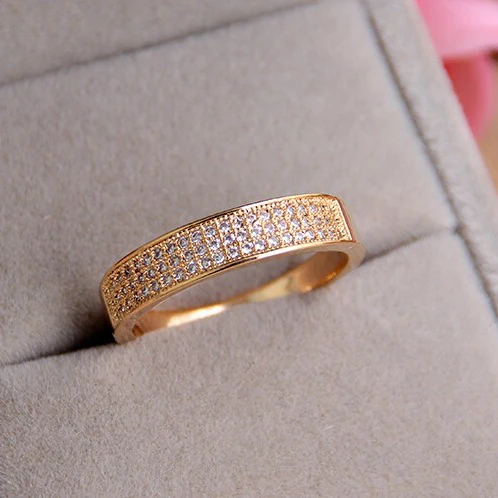 Gold color Plated 3 Rows Zircon Crystal Fashion Jewelry For Women Wedding Rings B12.5d25211 | Украшения и аксессуары