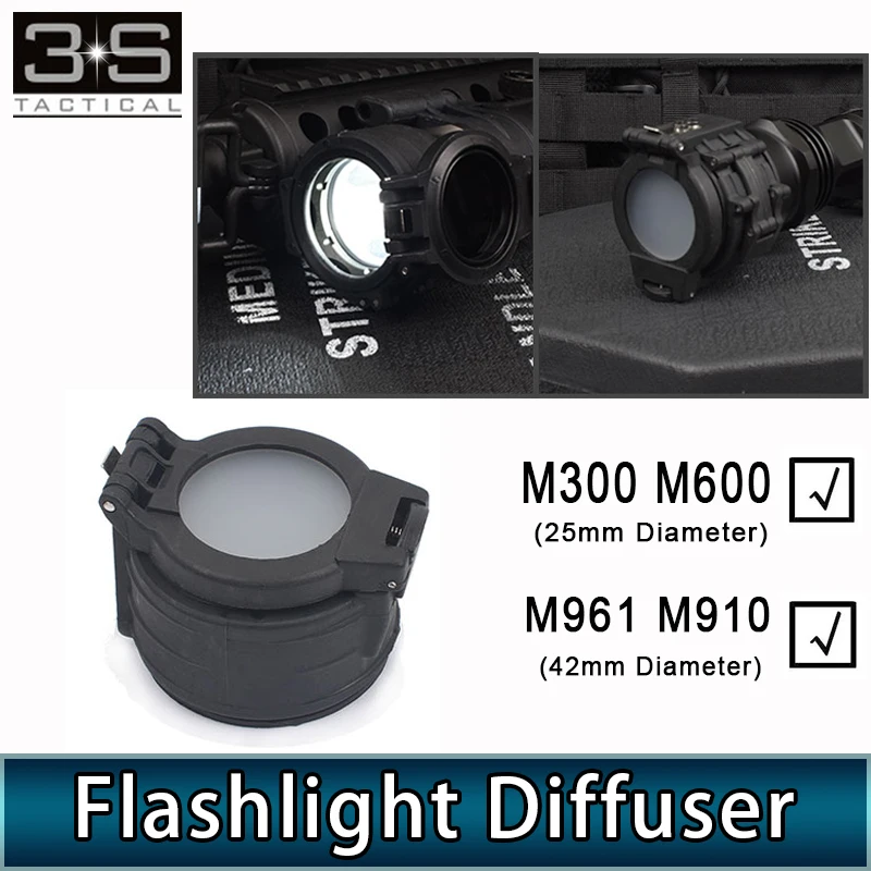 Tactical Airsoft 25mm/42mm Diameter Diffuser Filter For Surefir M961 M910 M300A M600B M600C Scout Light Cover