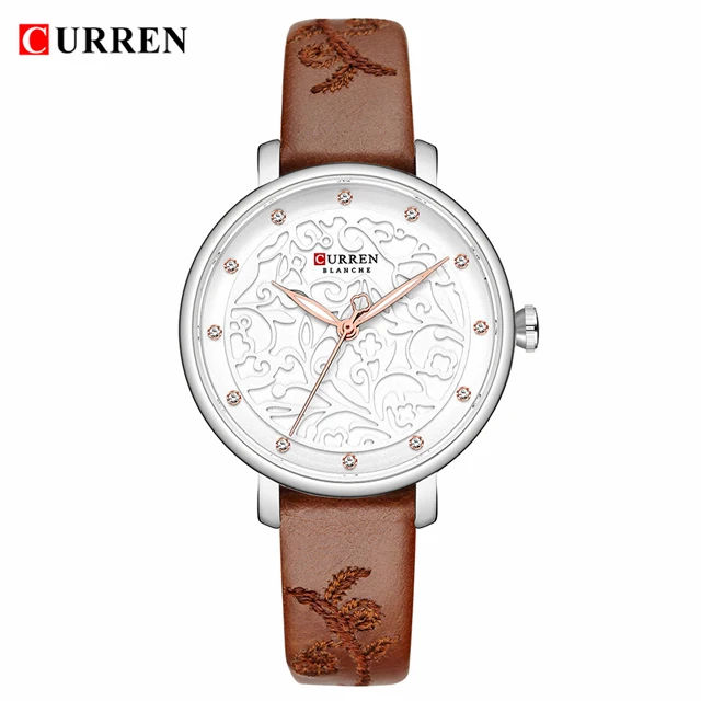L white white Curren часы для женщин известные люксовые бренды золотые часы со стразами женские кожаные водонепроницаемые женские часы relogio feminino - Цвет: L white white