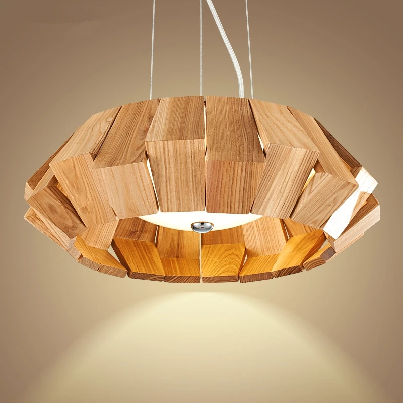 GZMJ кантри круглые деревянные подвесные лампы для столовой Led подвесной