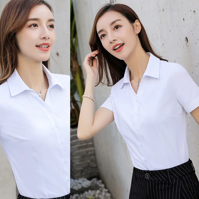 

Cotton Women Summer Shirts Women Tops And Blouses OL Short White Blouse Ladies Clothes Mujer De Moda 2019 Blusas Femininas