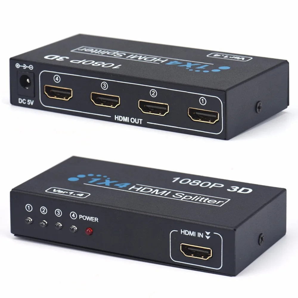4K HDMI совместимый сплиттер 1X4 HD 1080P 3D UHD Дубликатор переключатель усилителя hdim 1x4