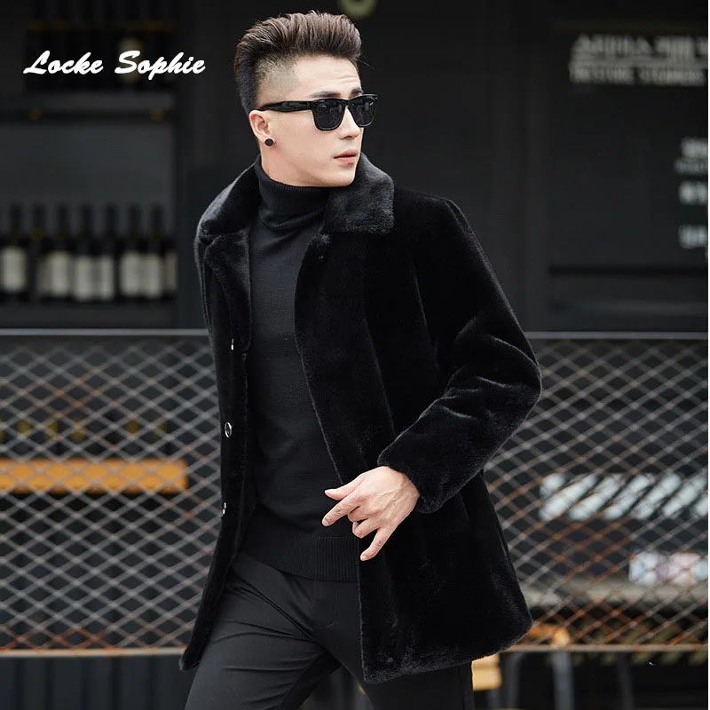 1pcs Men's plus size jacket coats 2018 Winter Sheep's cashmere single-breasted jackets men Skinny Keep warm wool | Мужская