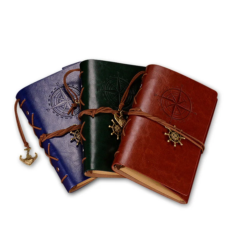 Hot Leather notebook Vintage Diary travel journal Kraft paper A6 80 sheets Sketch book Office school supplies gift | Канцтовары для