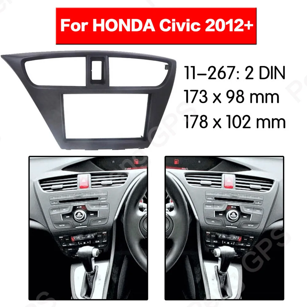 2 DIN Car Radio Fascia Install Dash Bezel Trim Kit Fitting Frame Dashboard For Honda Civic 2012+ frame Audio