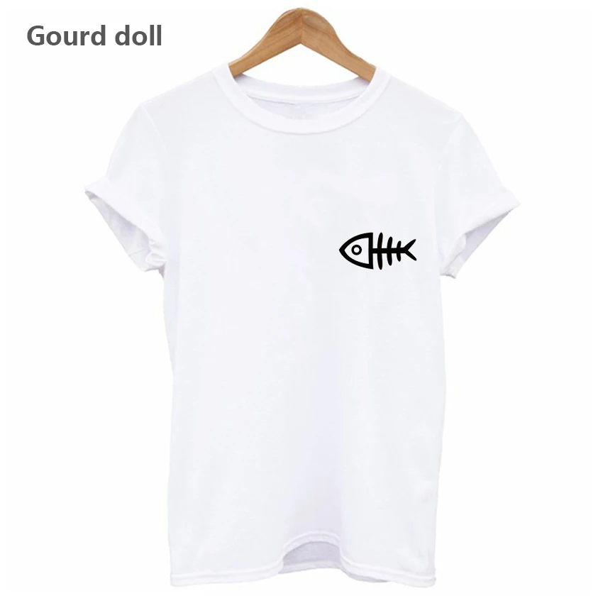 Женская футболка с принтом рыбы летняя повседневная коротким рукавом и круглым