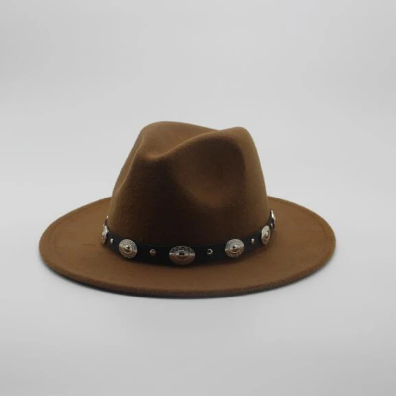 Fashion Wool Men's Women's Winter Autumn Fedora Hat With DIY Punk Belt Wide Brim Church Sombreros Jazz Cap Top Sun Hat|Мужские