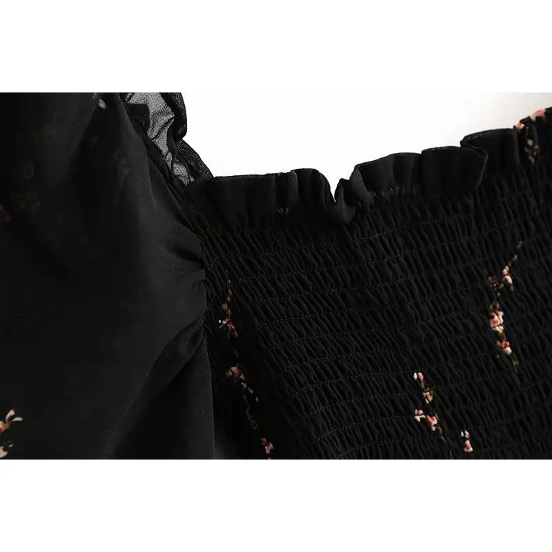 Новое женское элегантное стильное черное кружевное платье с принтом эластичный