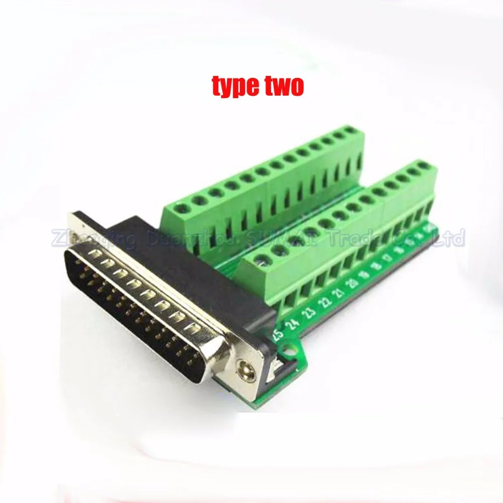 Последовательный порт DB25 поворот на Проводные клеммы штекер DR25 терминал плата