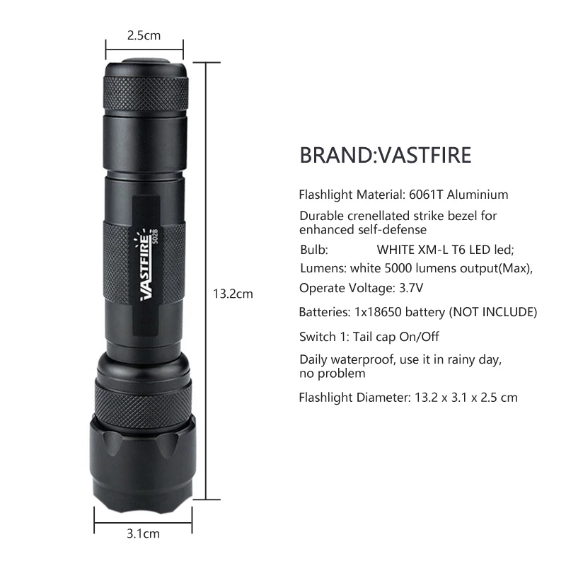 Rechargeable XML Q5 RED/White/Green Led Light Flashlight Torch Lamp Hunting +18650 +Charger | Спорт и развлечения