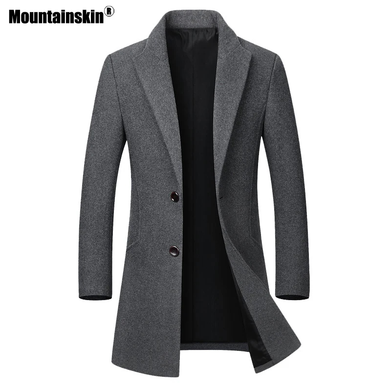 Куртка Mountainskin Мужская шерстяная повседневный приталенный плащ с отложным