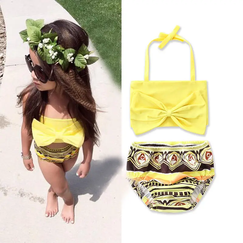 2017 Детский комплект из 2 предметов для маленьких девочек танкини купальный