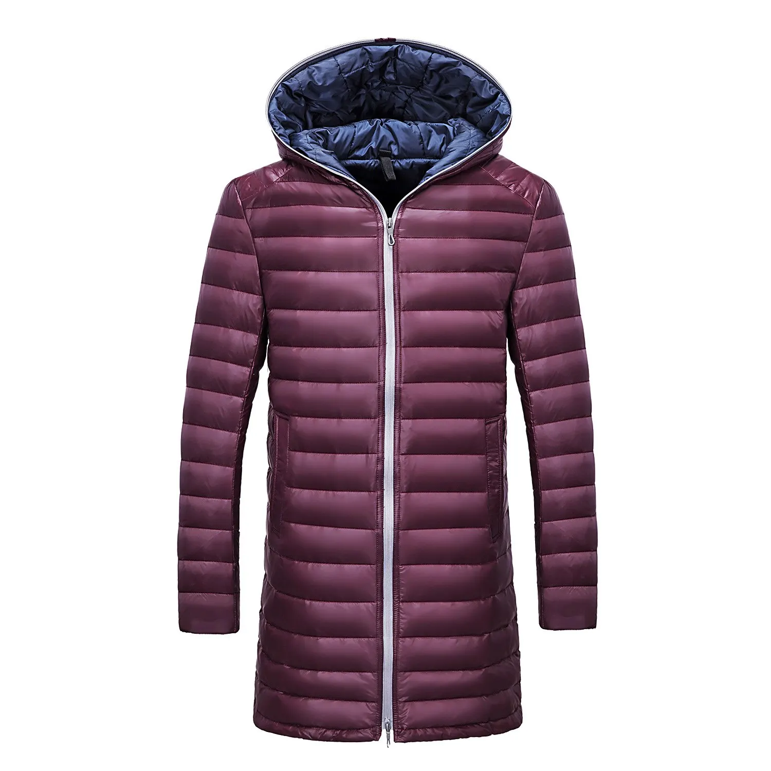2018 New Fashion Autum and Winter Men Down Coats Lightweight Man Jackets Solid Hooded Duck Long Clothing 3XL | Мужская одежда