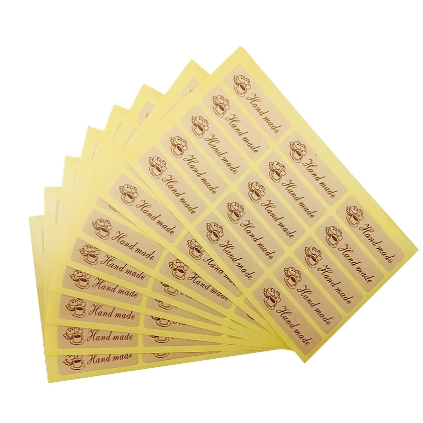 

1200pcs/pack Long Kraft Cake Hand made Sealing Sticker Cake Packaging Sealing Label Kraft Sticker Baking DIY Gift Stickers