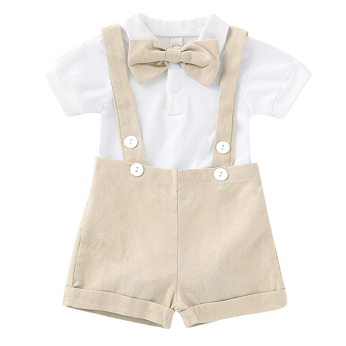 Летний деловой комбинезон из 2 предметов для маленьких мальчиков белая хлопковая