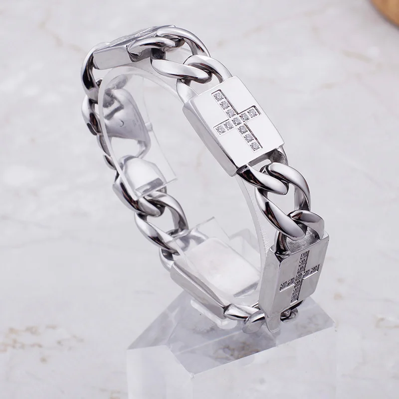 European and American men's cross stone jewelry fashion trend titanium steel | Украшения и аксессуары