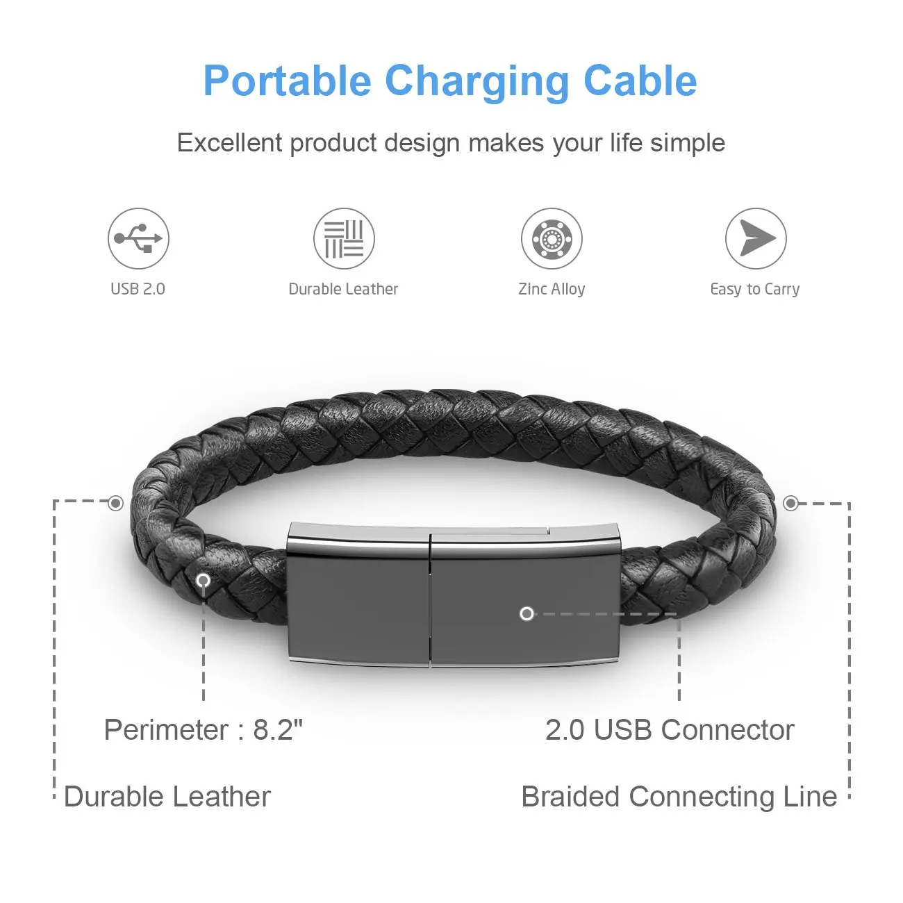 Кожаный спортивный заряжатель USB для браслета линия передачи данных мобильного