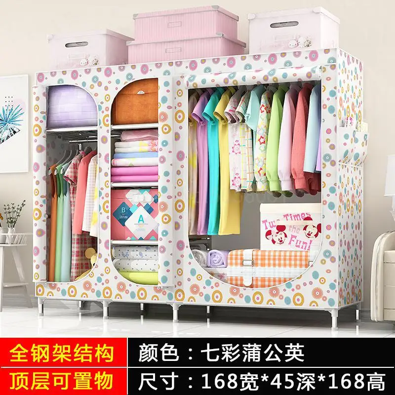 ml23 Oversized simple fabric wardrobe steel pipe bold reinforcement double thickened fully enclosed cloth closet wardrobe - Цвет: ml23
