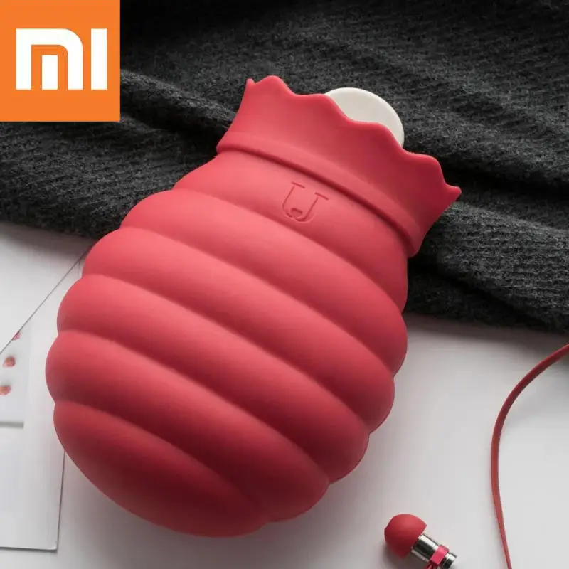 313ml Red Xiaomi 313/620 мл сумка для горячей воды-s микроволновый нагрев силиконовая бутылка зимний нагреватель с вязаным чехлом-s подарок для девушки женщины - Цвет: 313ml Red