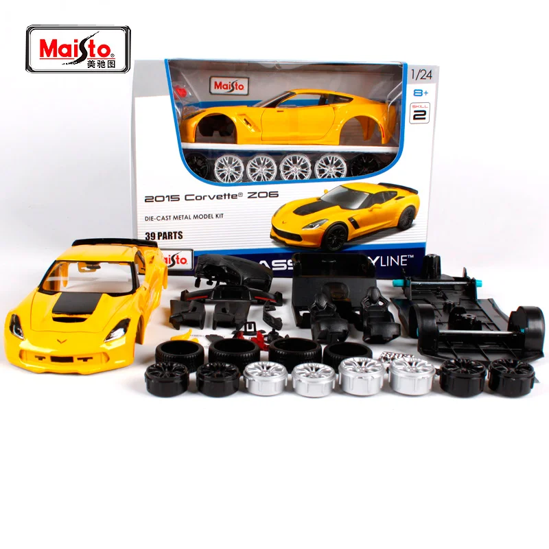 Maisto 1:24 chevrolet corvette z06 сборная линия желтый автомобиль литья под давлением Набор 39