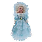 Волшебная кукла 40 см из викторианского фарфора для девочек, фигура человека с платьем, светильник, синий подарок