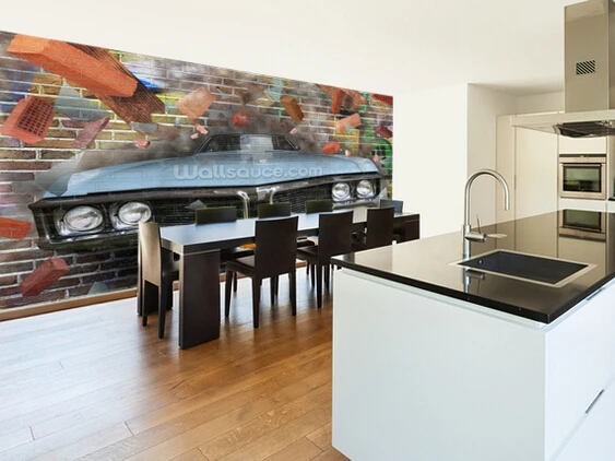 Пользовательские 3D Ретро обои граффити-автомобиль разбивать фрески для гостиной