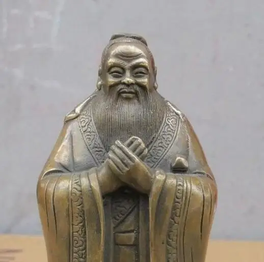 China Folk Bronze Confucius &quotKong Zi&quot Sage Confucianism educator Statue | Дом и сад