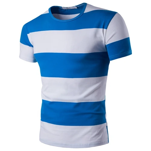 

Vogue Men T-shirt Vogue New Slim Stripes O-neck Short-sleeved Tees Fashion Cotton Casual Blouse Men Clothing Top