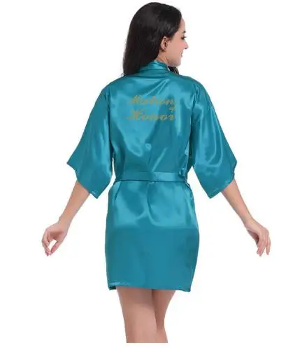 RB91 2017 Модный Шелковый халат для невесты и матери с золотыми буквами пикантные