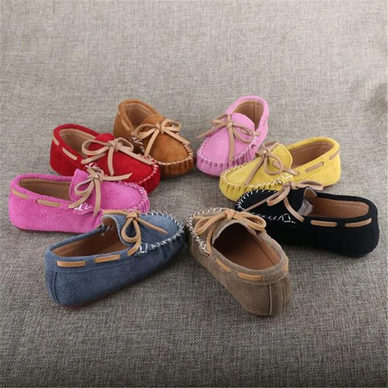 Мокасины детские из натуральной кожи туфли с бантом Повседневная дышащая обувь