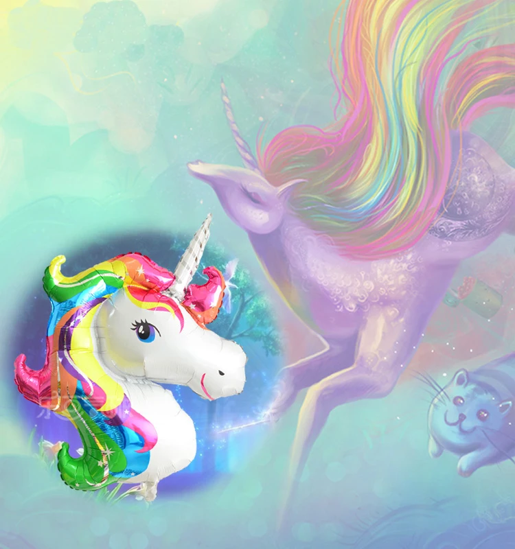 Party Decoration 113cm Giant Unicorn Balloon Supplies Birthday Decorations Rainbow Purple Pink Balloons Kids Foil Wedding | Дом и сад