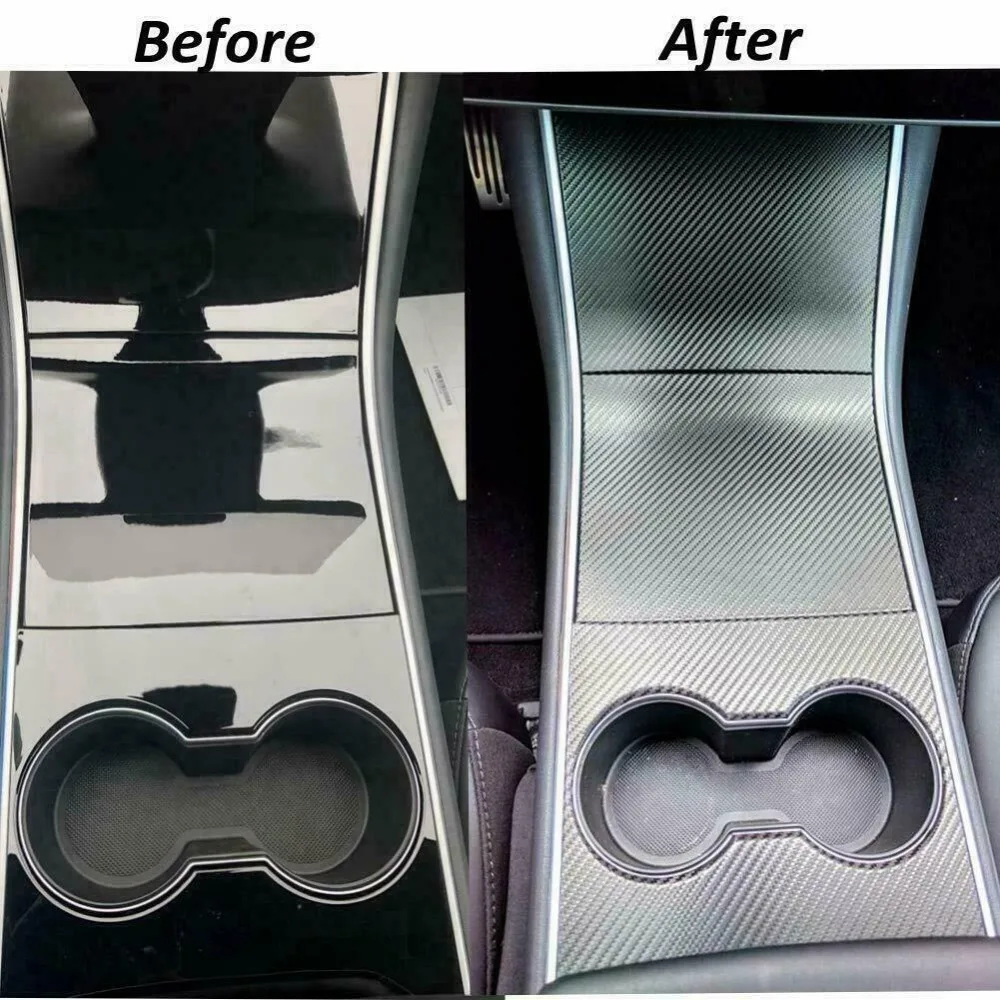 5D Carbon Fiber Center Console Wrap Vinyl Kit Black Upgrade Fit For Tesla Model 3 High Quality Free Shipping | Автомобили и