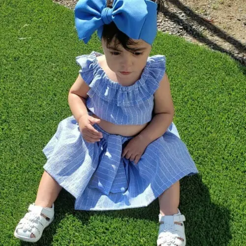 Летняя детская одежда для маленьких девочек топы в полоску без рукавов комплект