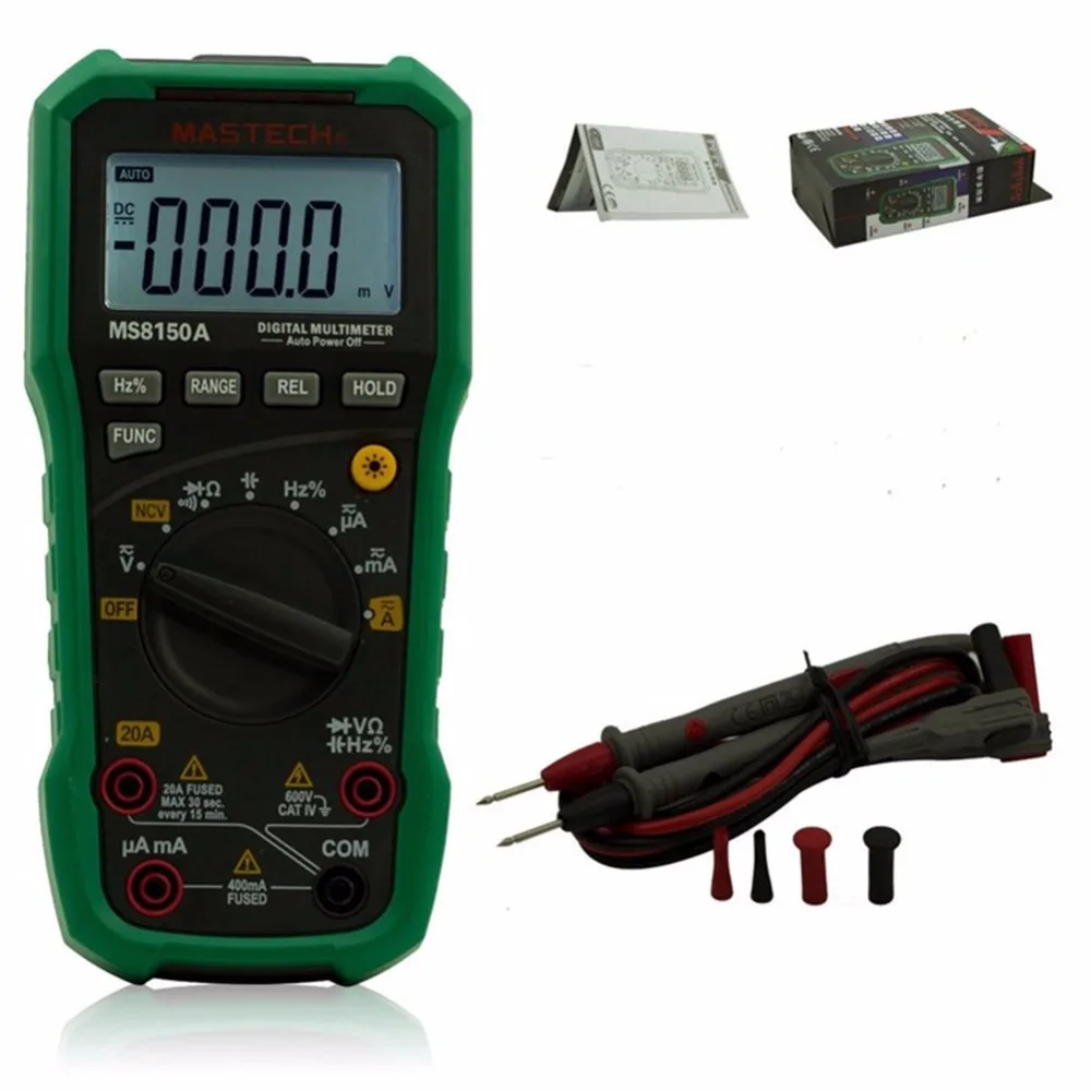 Профессиональный цифровой мультиметр MS8150A для электрика Autorange AC/DC V/A Res Cap Duty Meter |