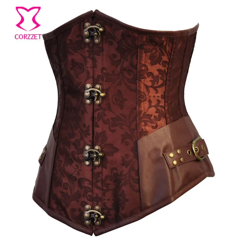 Корсет женский коричневый со стальными косточками корсет для талии и бюстье в