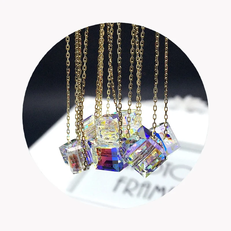 Перегородка оригинальные кристаллы Swarovski Кулон Ожерелья золотого цвета цепочка