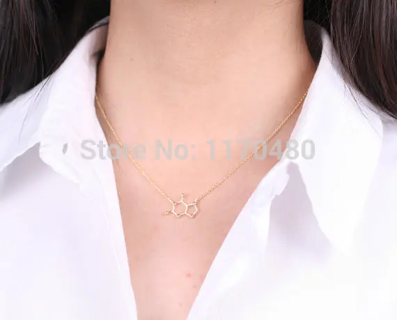 Oly2u New Charateristic Caffeine Molecule Necklaces for Women Dainty Chemistry Elemant Chain Pendant Clavicle Necklace -N138 | Украшения и