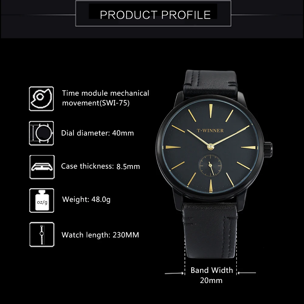 WINNER официальный бренд класса люкс Модные Бизнес золотые часы мужские из