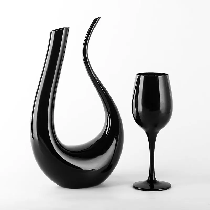 Black U Shaded Wine decanter Lead-free glass cup large wine goblet creative rack decoration | Дом и сад