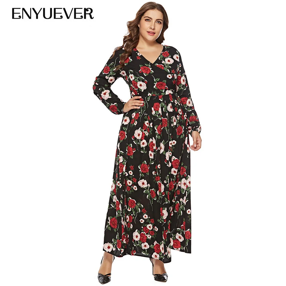 Enyuever женская элегантная весенняя одежда 5XL 6XL Vestido повседневные пляжные цветочные