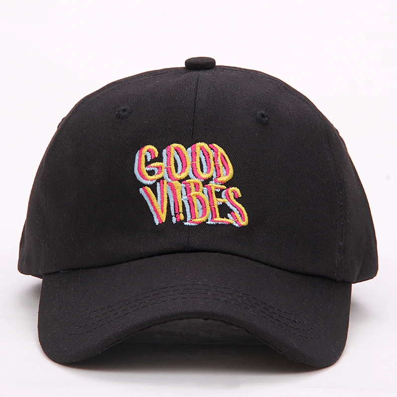 Бейсболка с вышивкой Good Vibes для мужчин и женщин 100% хлопок|dad hat|baseball cap curveembroidered