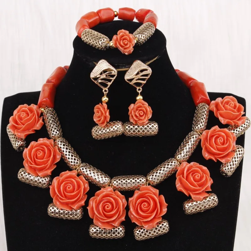 

Dudo Jewelry Balls Gold Indian Jewelry Set With Coral Flowers African Necklace Beads Necklace Set Dubai Free Shipping 2019 New