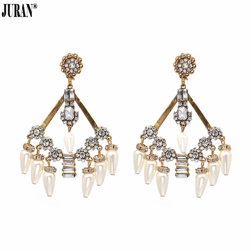 Юрские дизайнерские очаровательные жемчужные висячие серьги со стразами