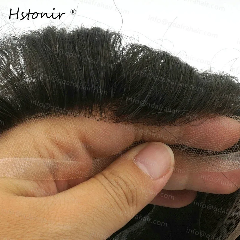 Hstonir настоящие индийские Волосы remy Для мужчин прямые накладки из искусственных