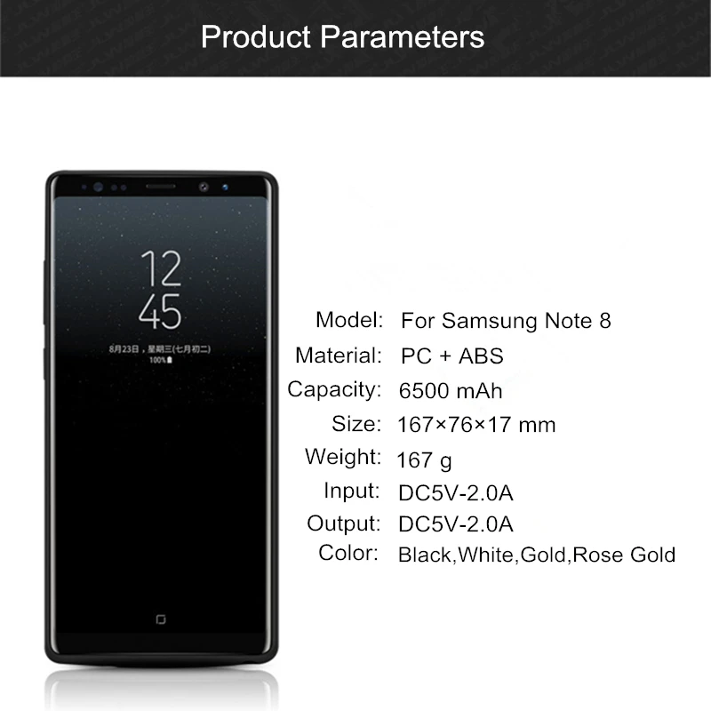 6500 мАч зарядное устройство чехол для Samsung Galaxy Note 8 корпус батареи резервного