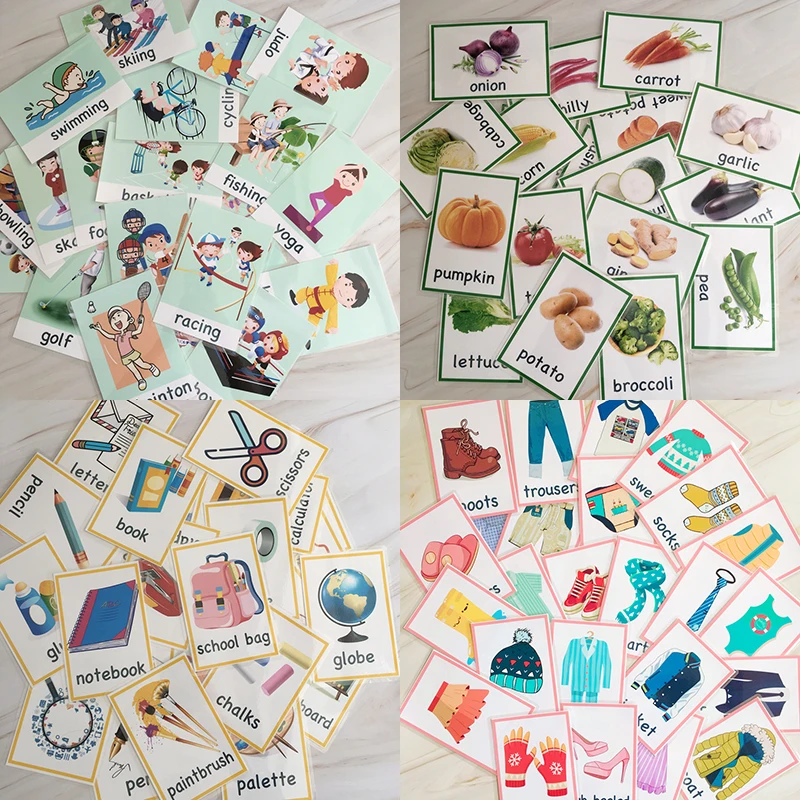 Обучающие английские флеш карты Монтессори для детей 91 шт./компл.